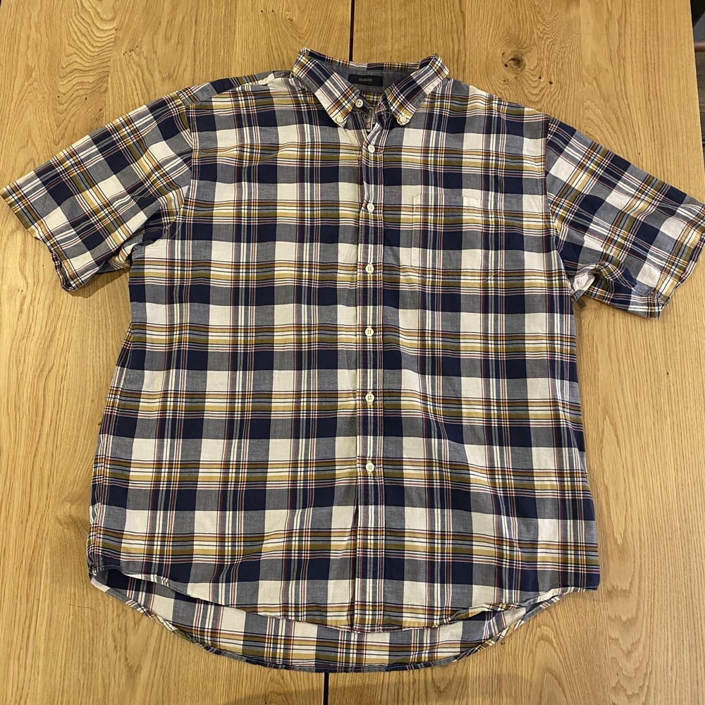 Surf Pendleton Seaside button down Shirt Mens XL Navy Plaid